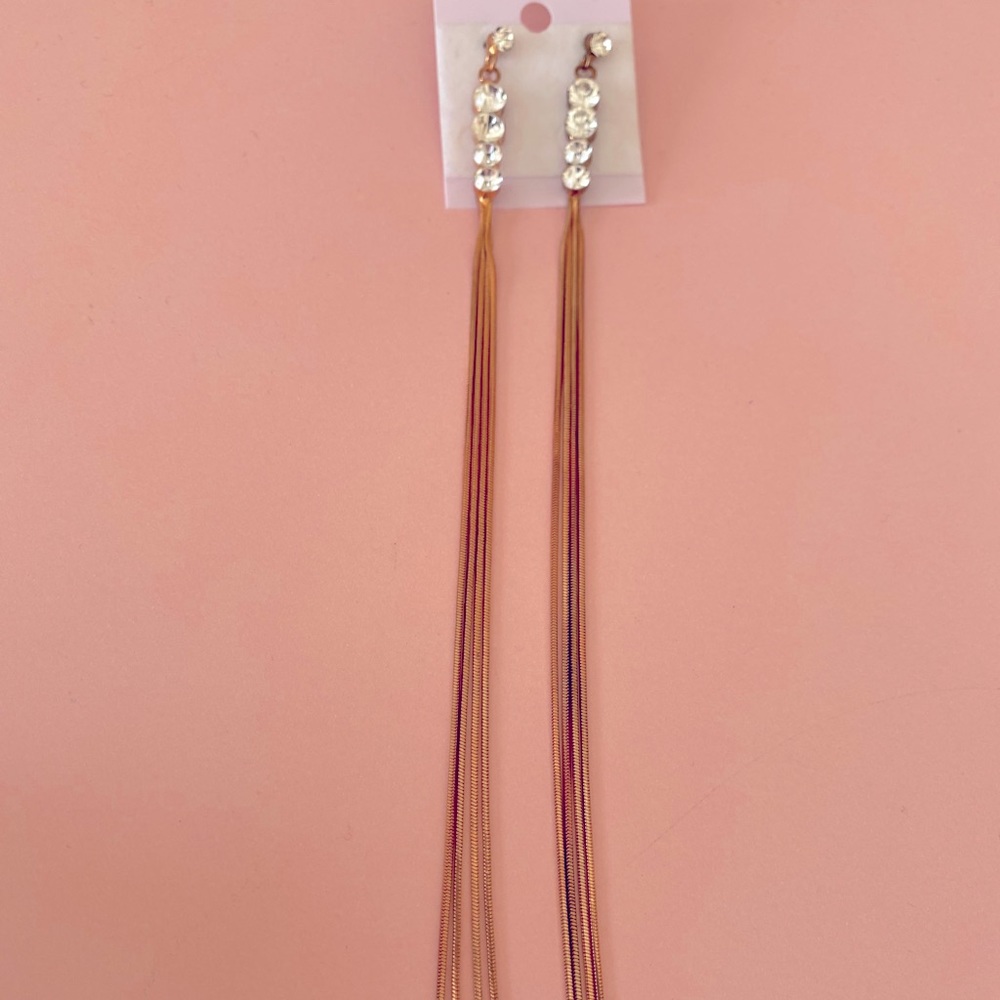 3/$15 💙 Metal tassel earrings in rose gold